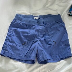 Drawstring Periwinkle Cargo Shorts with Front Flap Pockets
